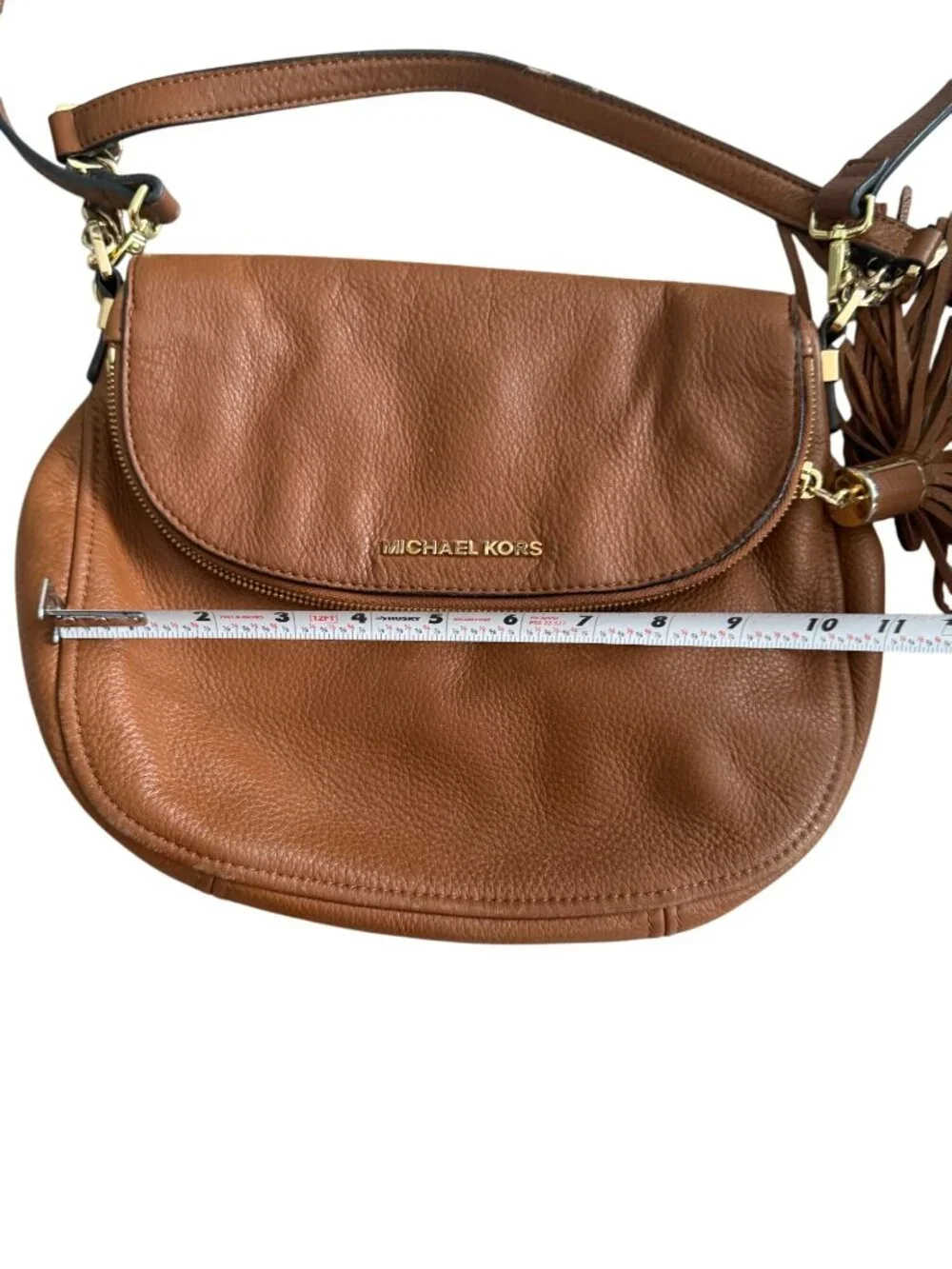 MICHAEL KORS Tan Pebble Leather Crossbody Two Way Bag